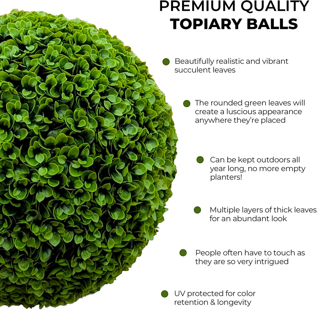 23" XL Faux Topiary Balls, Succulent Topiary Balls, 2 Pack