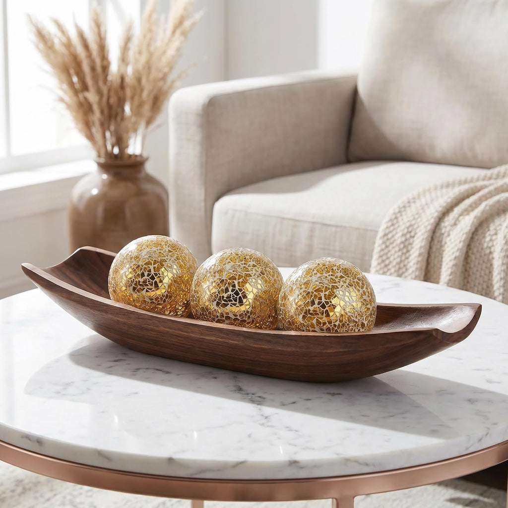 Inch Gold Mosaic Glass Orbs, Decorative Balls Mosaic Spheres for Vase Fillers, Dinning & Coffee Table - Set of 3