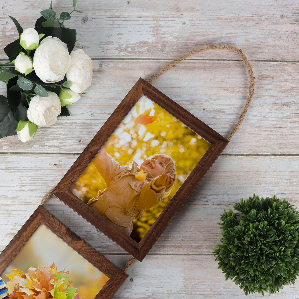 5x7 Collage Picture Frames, 6 Openings Hanging Photo Frame Set Display Vertical 5 by 7 inch Pictures for Wall Decor