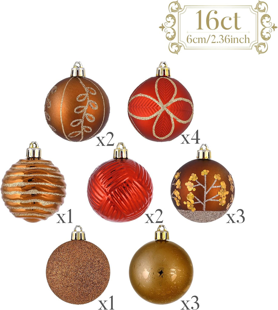16ct Christmas Tree Decorations Ball Ornaments 2.36 Inches