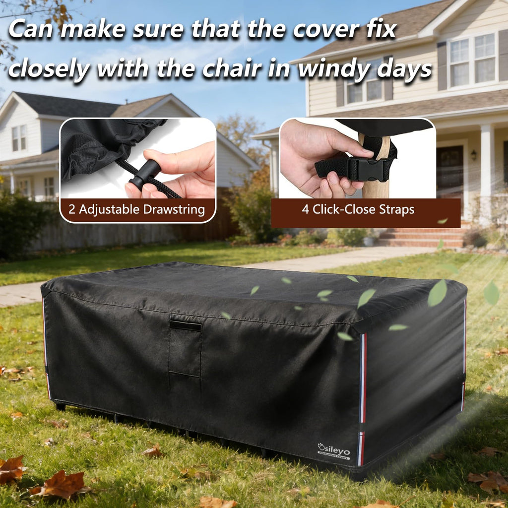 Patio Furniture Covers Waterproof, 600D Heavy Duty Patio Cover for 6/7/8 PCS Sets Sectional Sofa Couch Dining Rocking