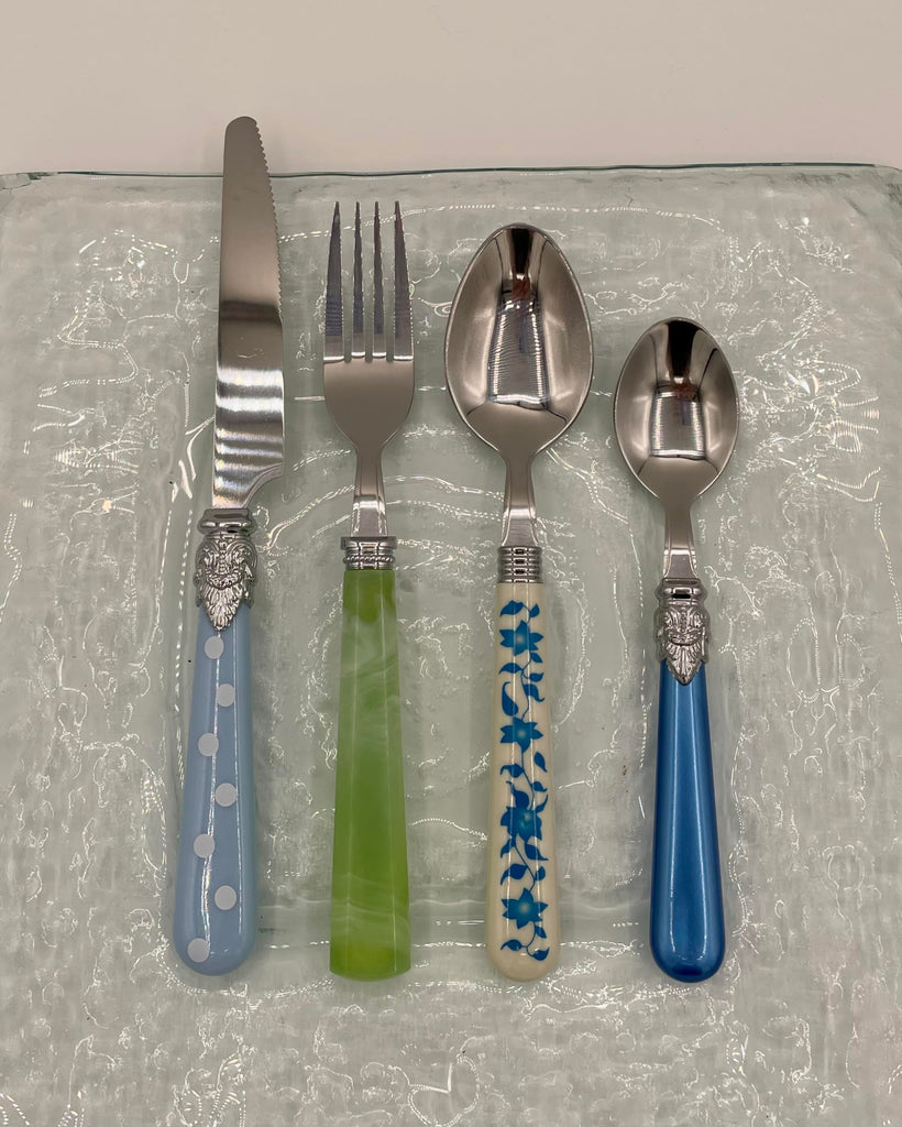 Eclectic Blue & Green Mix & Match Stainless Steel Flatware Collection, Set of 16