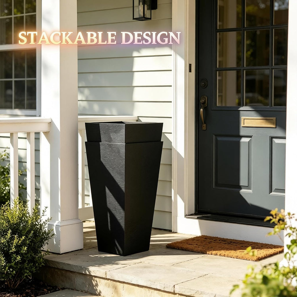 Garden Pots & Planters, Outdoor Tall Planters, Chic Planters for | Set of 2 tall 22.8in planters, durable PP