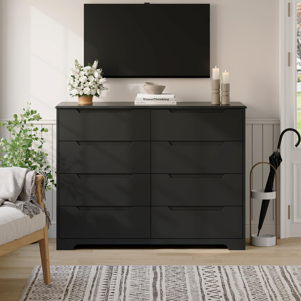 8 Drawer, 47" Wide White, Black