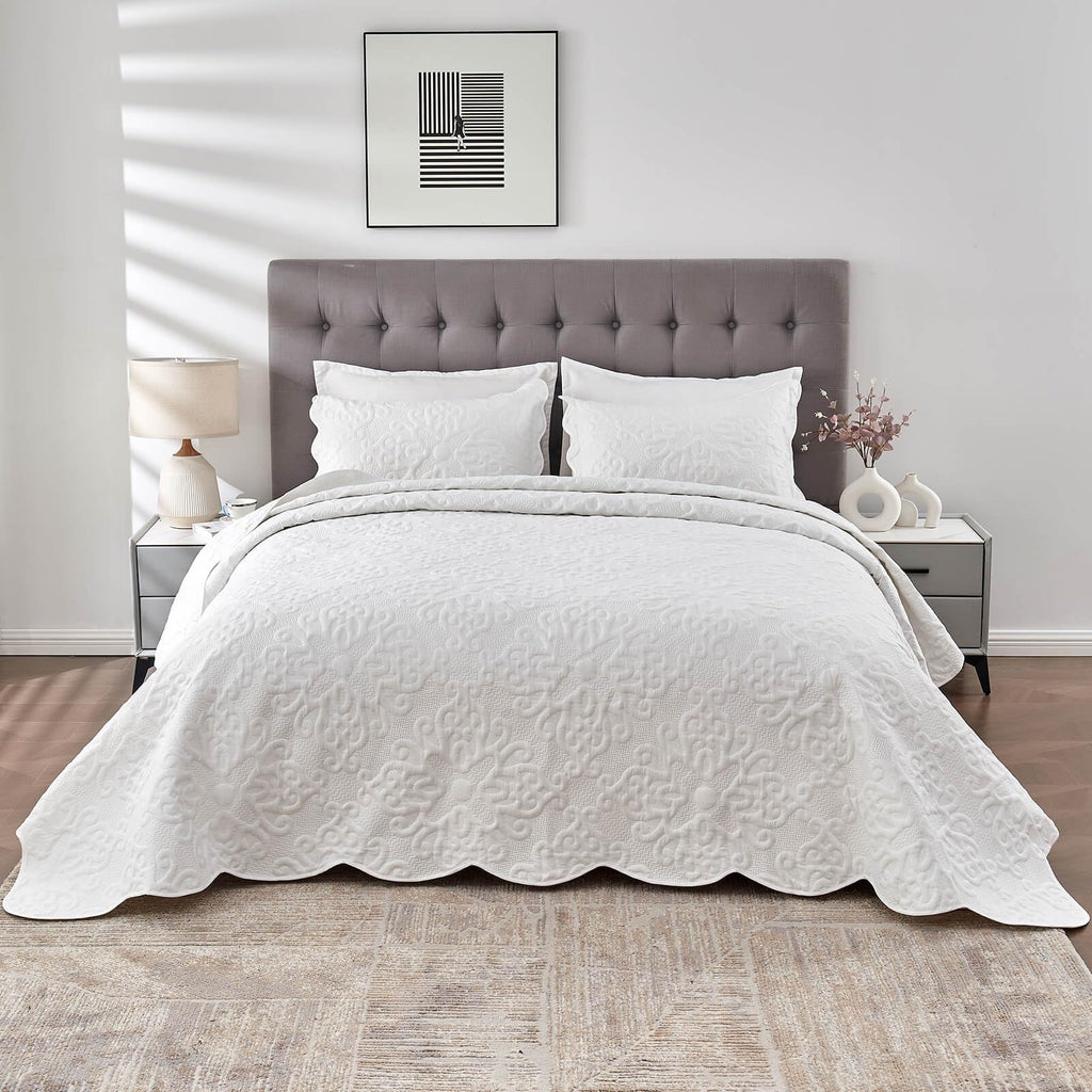 Oversized King Bedspreads 128x120 Pure White