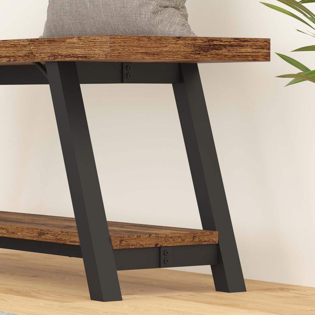 Rustic Entryway Bench with Storage, Hallway Bench, 47 in