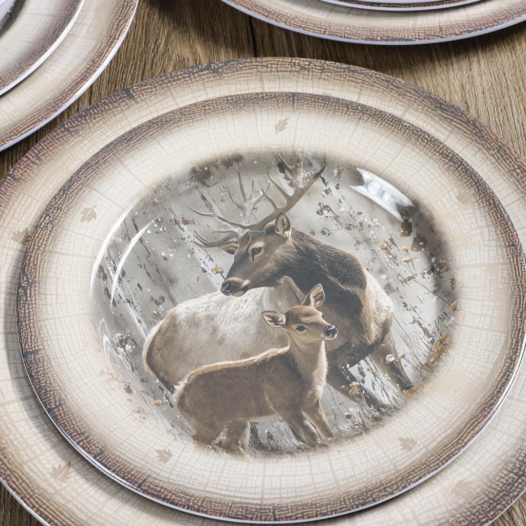Melamine Dinnerware set for 4-12 PCS Deer Dinner Plates Bowls Set