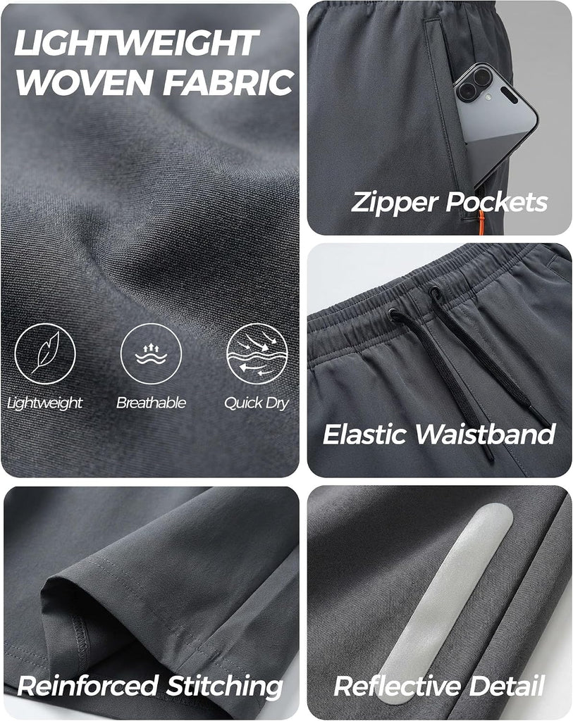 Boys Athletic Shorts Pack, Kids Lightweight Quick Dry Shorts with Zipper Pockets for Basketball, Soccer