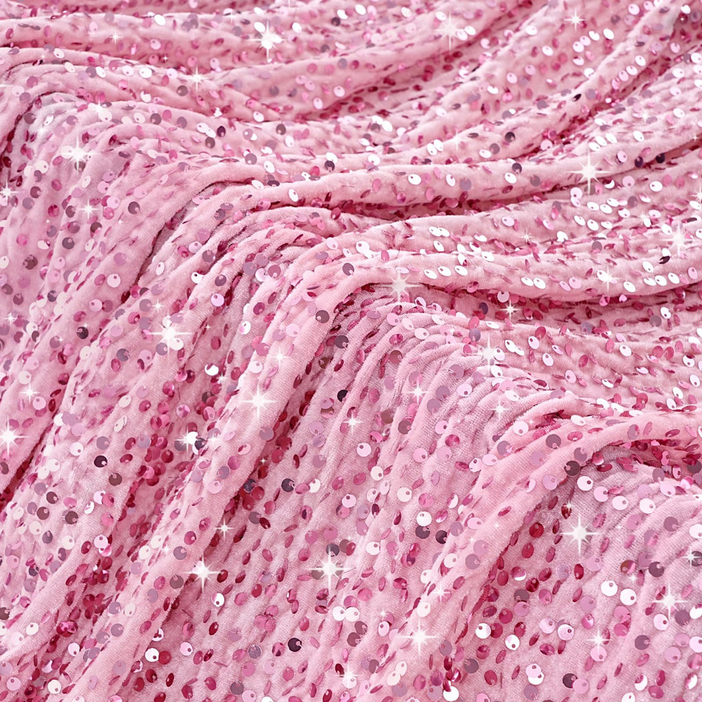 Blush Pink Sequin Velvet Fabric by The Yard 2 Yards