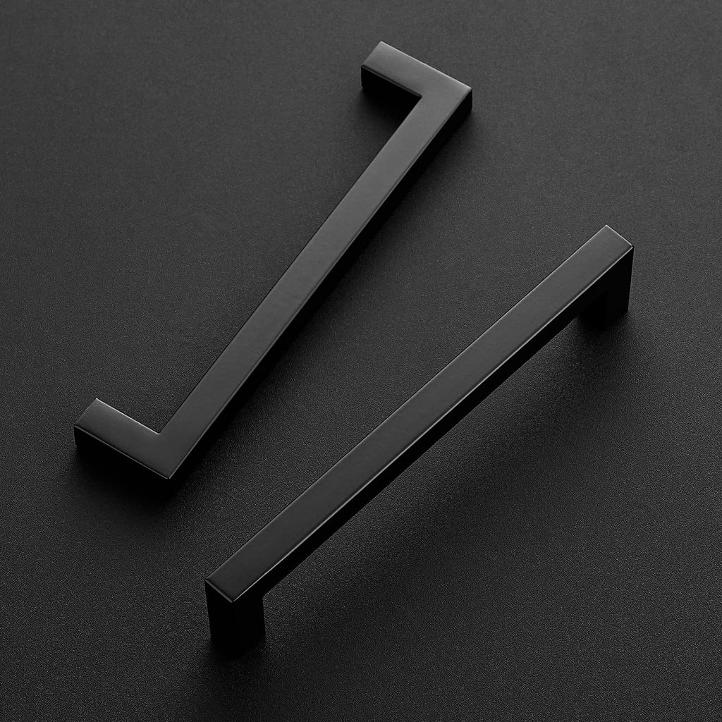 Matte Black Cabinet Handles Square Pulls 6-1/4 Inch 18 Pack