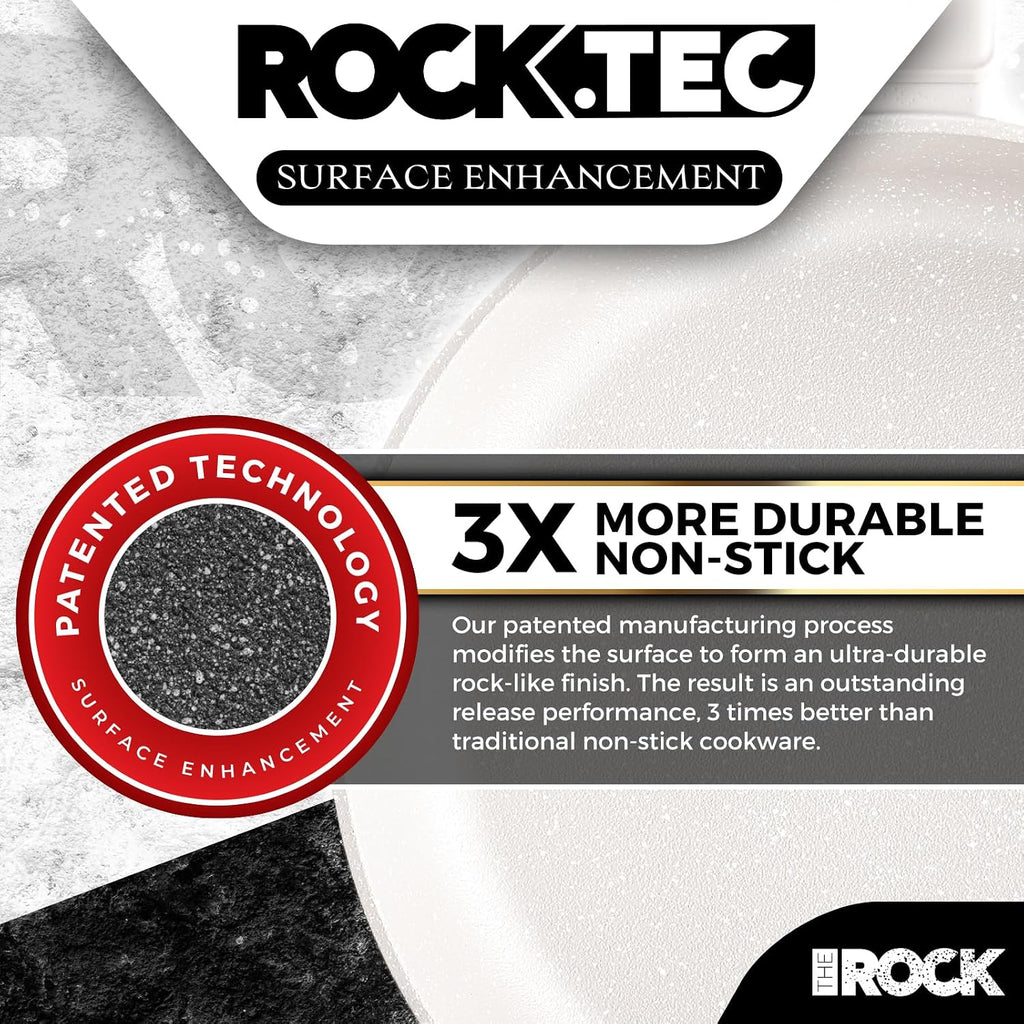 15Pcs Ceramic Cookware Set - Non toxic Pots and Pans Set Non Stick with ROCK.TEC - Nothing Sticks, Never Warps, Lasts