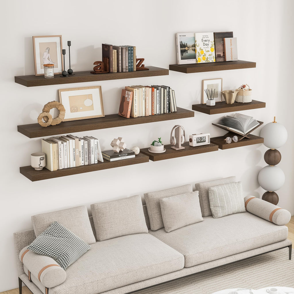 Long Floating Shelves for Wall 2Pack, Walnut, 48" Lx8 D