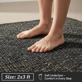 Black 2X3 Jute Rug Braided Construction - Farmhouse Woven Carpet - Mid-Century Modern Floor Covering
