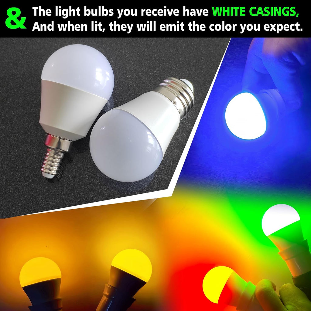 1.5w E12 Candelabra Base Low Wattage Light Bulbs Amber 1600K, 2 Pack