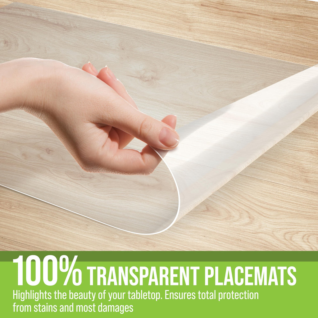 Clear Plastic Placemats Set of 6, 17.5x12 Transparent Vinyl Table Mats