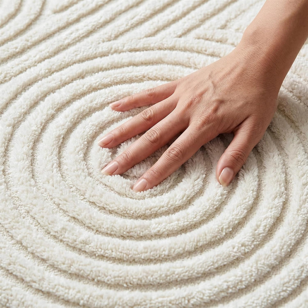 Beige Solid Color Area Rug, Large Washable Living Room Rug