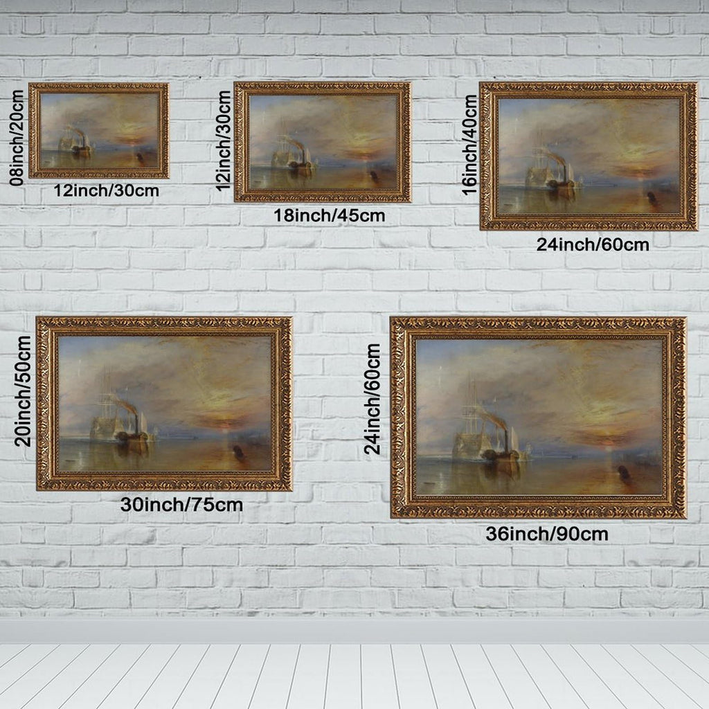 JMW Turner Fighting Temeraire Canvas Wall Art, Romanticism Marine Oil Painting Print, Vintage British Fine Poster