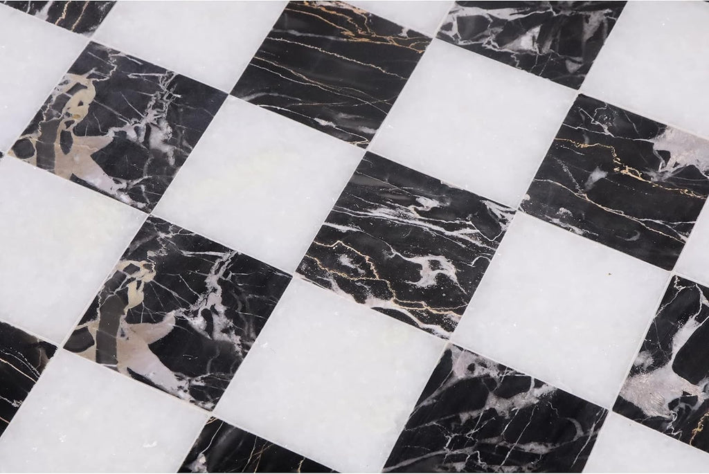 15'' Borderless Marble Stone Luxury Chess Board - Black and White Stone