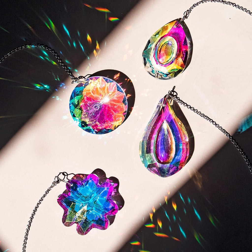 4pcs Prisms Crystal Suncatchers for Window Hanging Sun Catchers Indoor - Colorful,Rainbow Maker