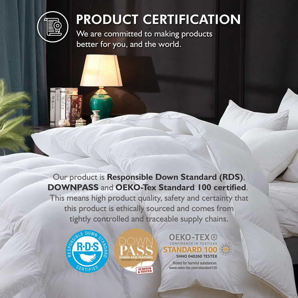 Luxurious Oversized California King (Cal King) Size Goose Down Fiber Waterfowl Feather Fiber Comforter Duvet Insert