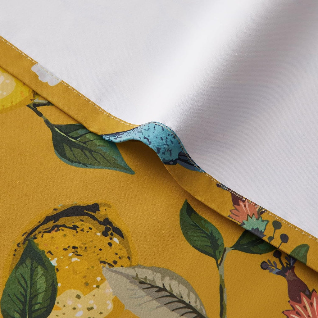 Kitchen Curtains 45 Inch Length Mustard Yellow Vintage Blackout Curtains for Cafe Kitchen, Short Grommet Luxury