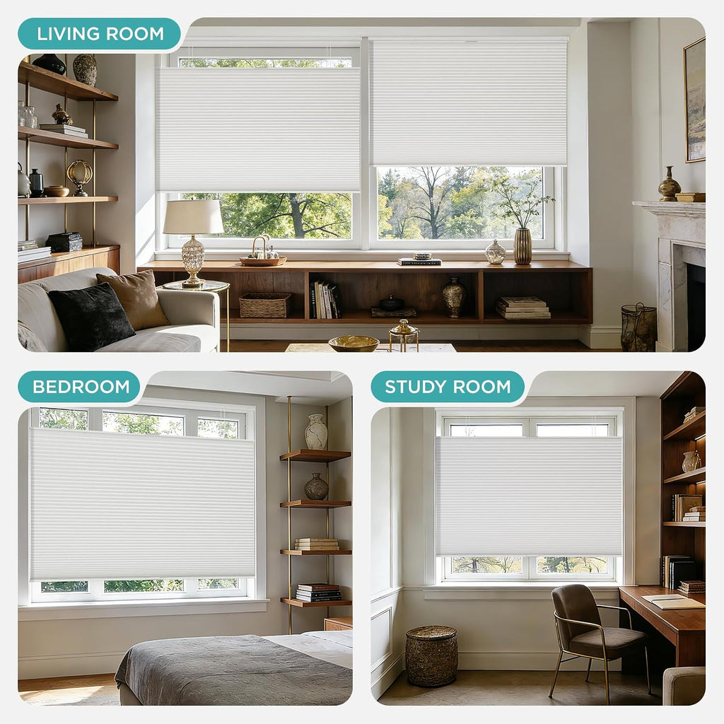 Cellular Shades | Cordless Top Down Bottom Up Blinds, No Drill Installation, Thermal Insulated & UV Protection