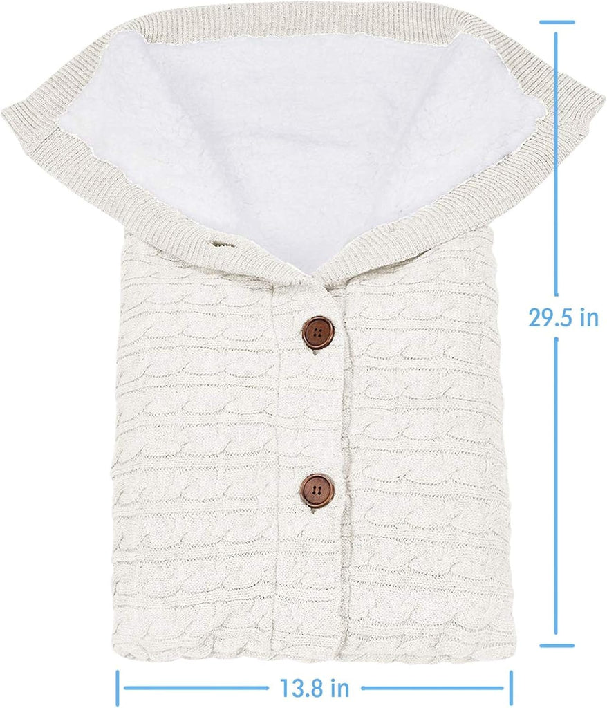Unisex Infant Swaddle Blankets Soft Thick Fleece Knit Baby Girls Boys Stroller Wraps (White)