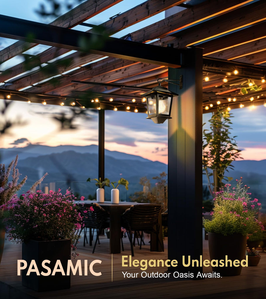 2 Pack Solar Wall Lanterns, Outdoor Hanging Lights with 4 Solar Panels, Dusk to Dawn Led Outdoor Wall Sconce, Anti-Rust