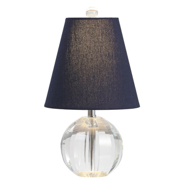 Goddard 16" Crystal Ball Orb Metal LED Table Lamp, Clear/Navy