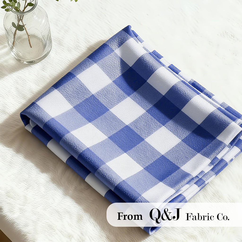 Gingham Fabric by The Yard, 94" Wide, Navy Blue Plaid, 10 Yards