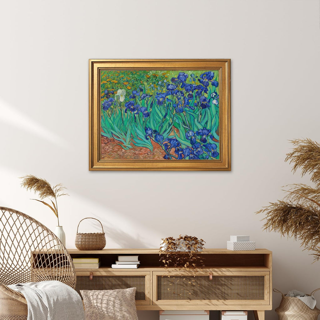Gold Framed Irises by Vincent Van Gogh Poster 1890 Dutch Flower Landsacpe Wall Art Vintage Oil Paintings Reproduction