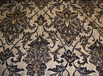 Chenille Black Damask 55" Wide Upholstery Drapery Fabric Sold BTY