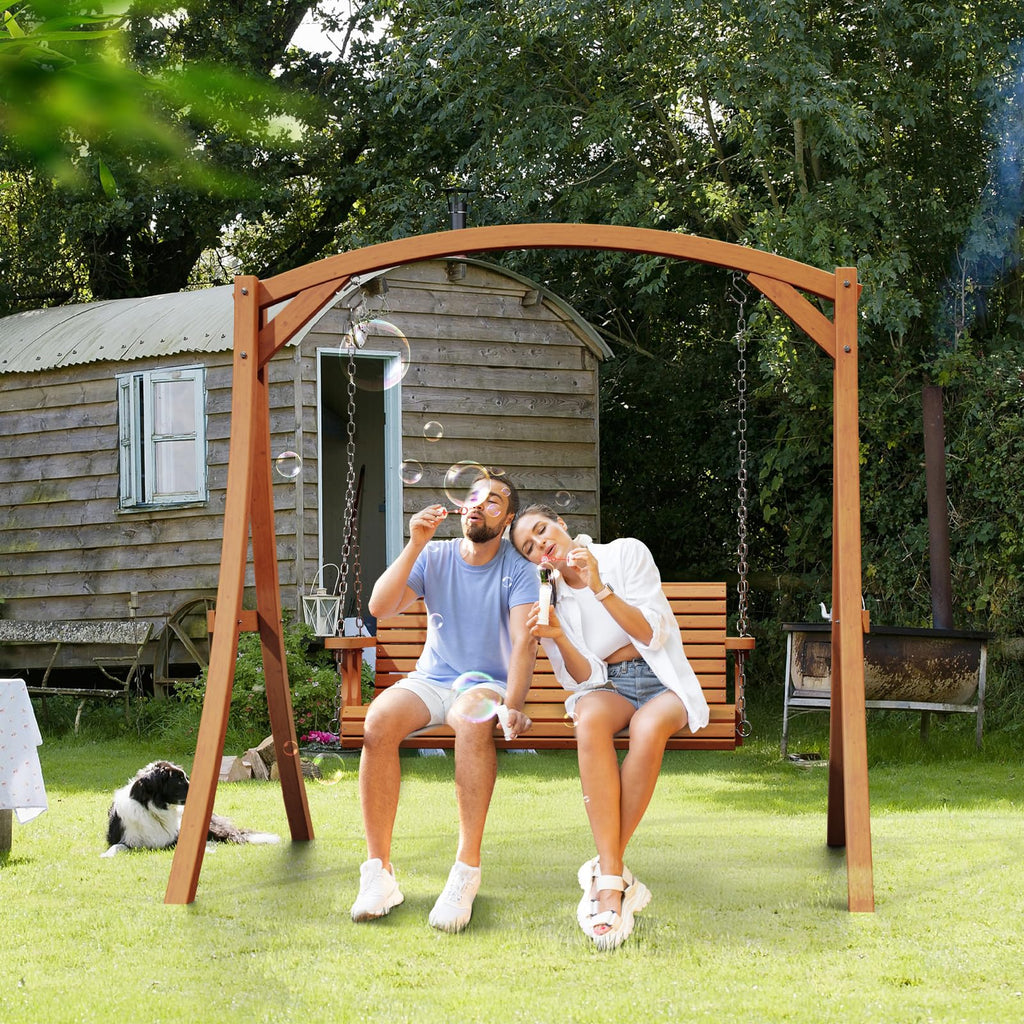 2026 Upgraded 4 FT Wooden Porch Swing, 880 LBS Heavy Duty, Brown