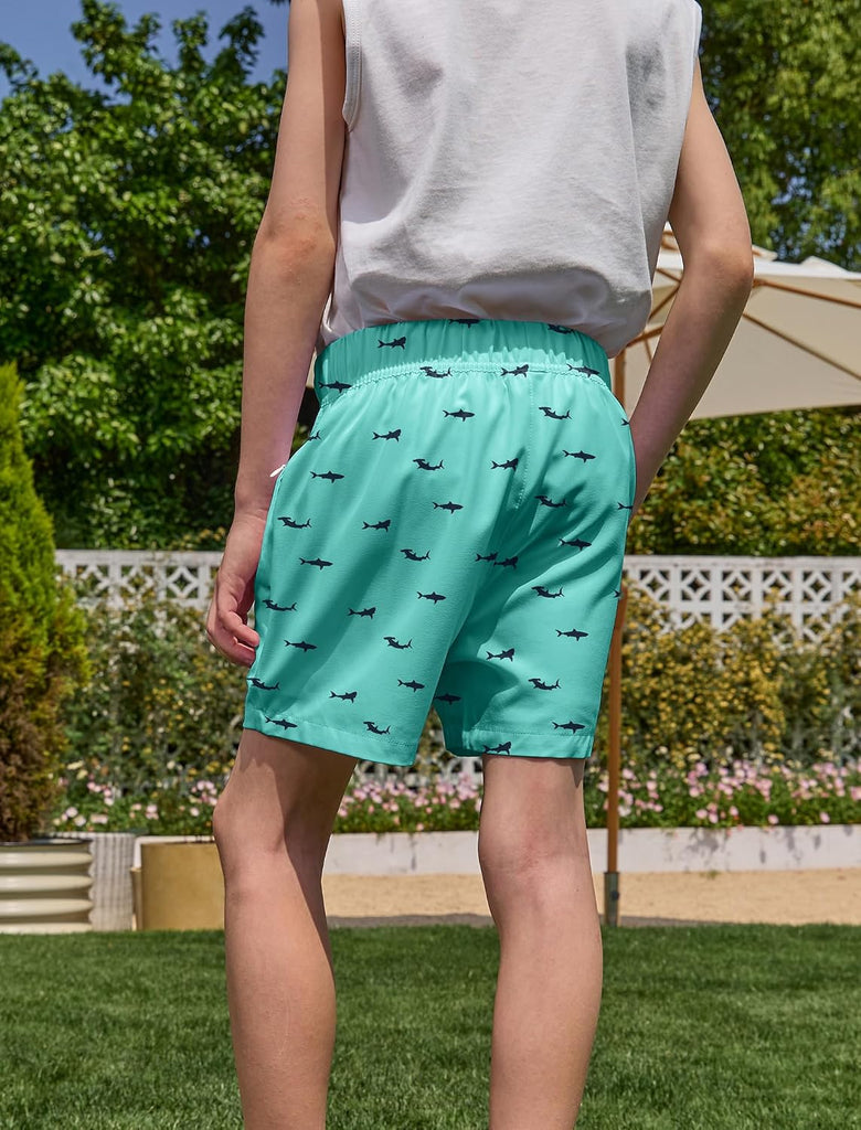 2 in 1 Boy's Swim Trunks Zipper Pockets Kids Bathing Suits