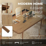 Mid-Century 63 Inch Solid Wood Dining Table for 4-6, Retro Farmhouse Kitchen Table with Large Tabletop, Modern Table