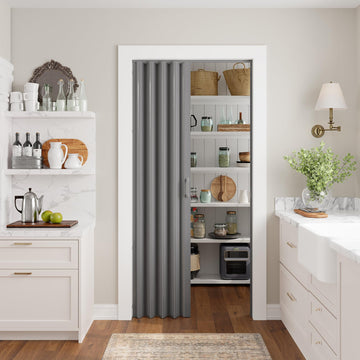 36" x 80" Accordion Doors Interior, Double Walled, Grey
