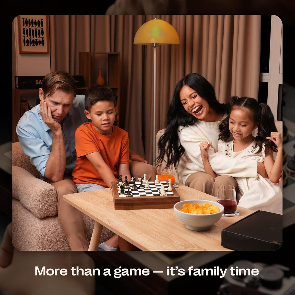 Luxury & Decorative Wooden Chess Set, Walnut Leather Chess Board with Weighted Chess Pieces, Unique Deluxe Wooden