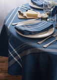 French Stripe Tabletop Collection Farmhouse Style Dining Table Linen Tablecloth, 60x84, Blue Chambra
