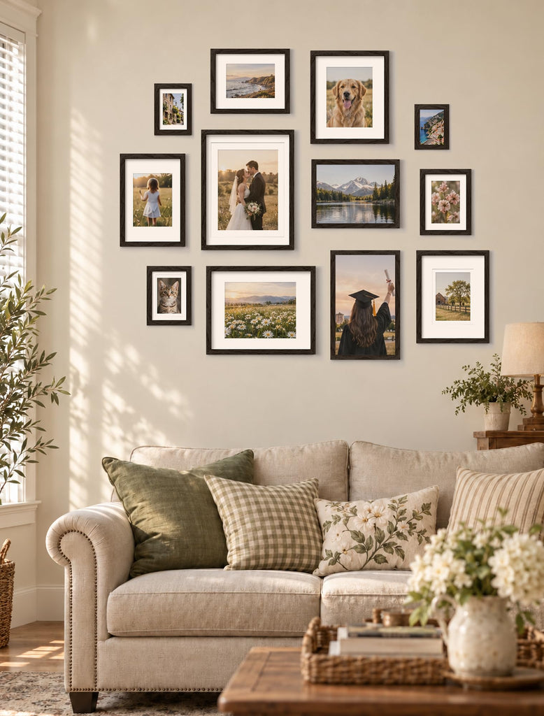 3.5x5 Picture Frame Black Wood, Solid Wood Frames with Plexiglass for Table Top and Wall Mounting, Photo Frames for