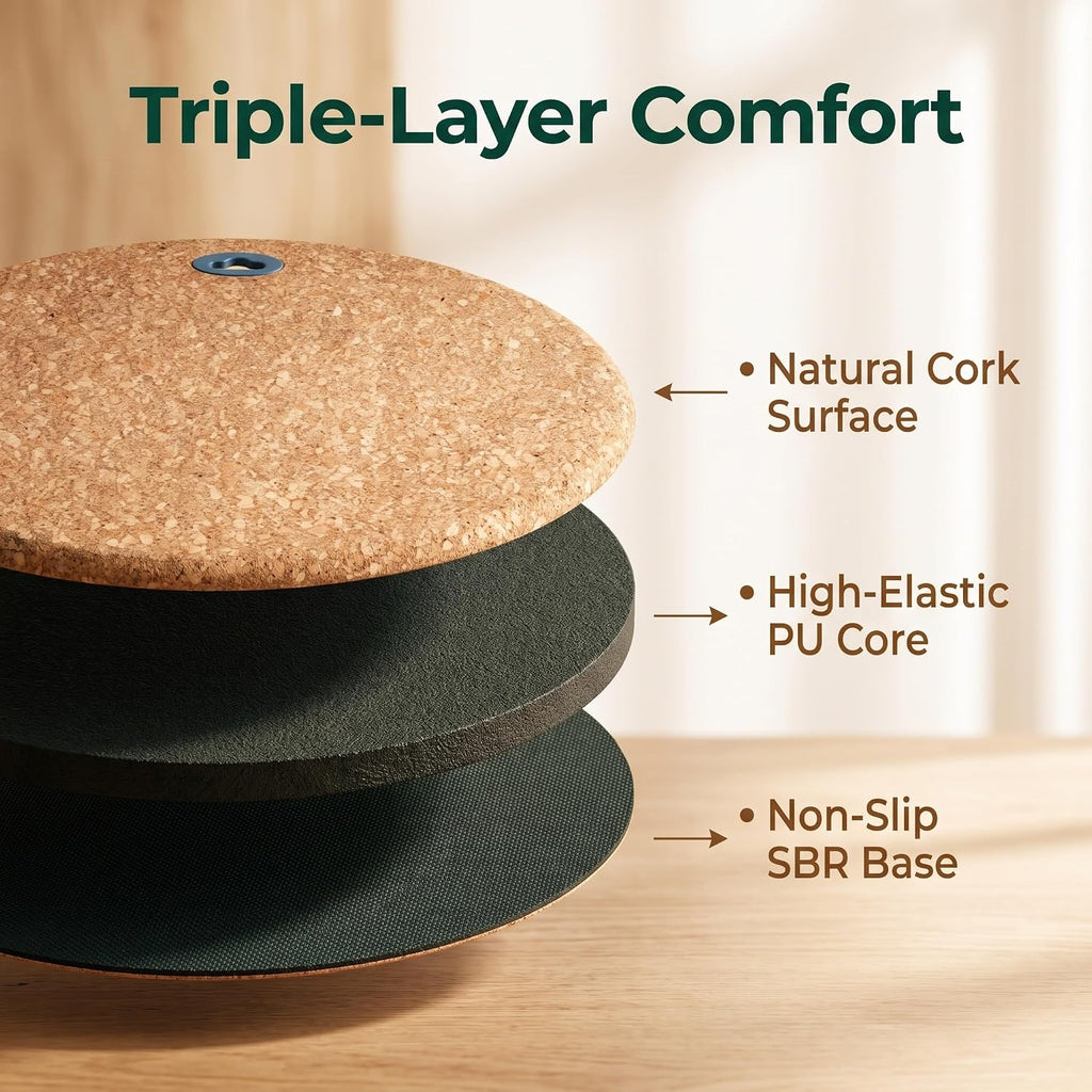 19inch Standing Desk Mat,Round Design Cushioned Cork Anti Fatigue Floor Mat | 0.7" Thick Built‐in Handle, Round Cork