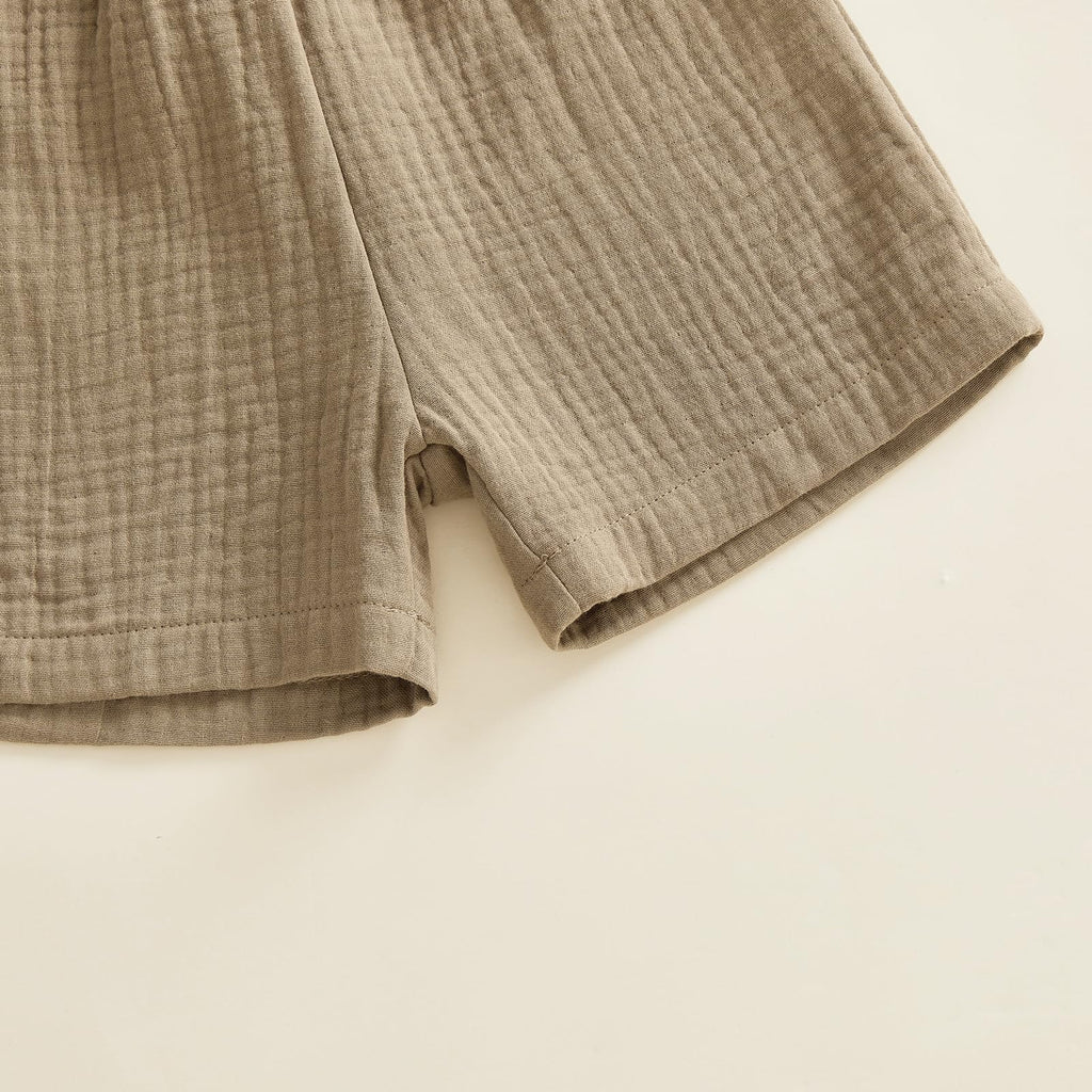 Boys Clothes Set Toddler Infant Boys Button-down Shirt Tops + Cotton Gauze Shorts Summer Outfit 2PCS with Pockets