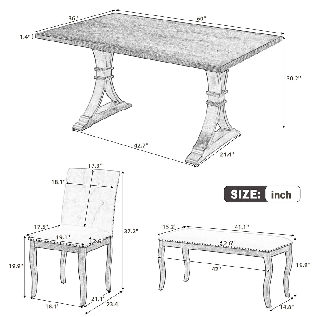 6‐Piece Dining Table Set, Farmhouse Dinner Table Set, Espresso