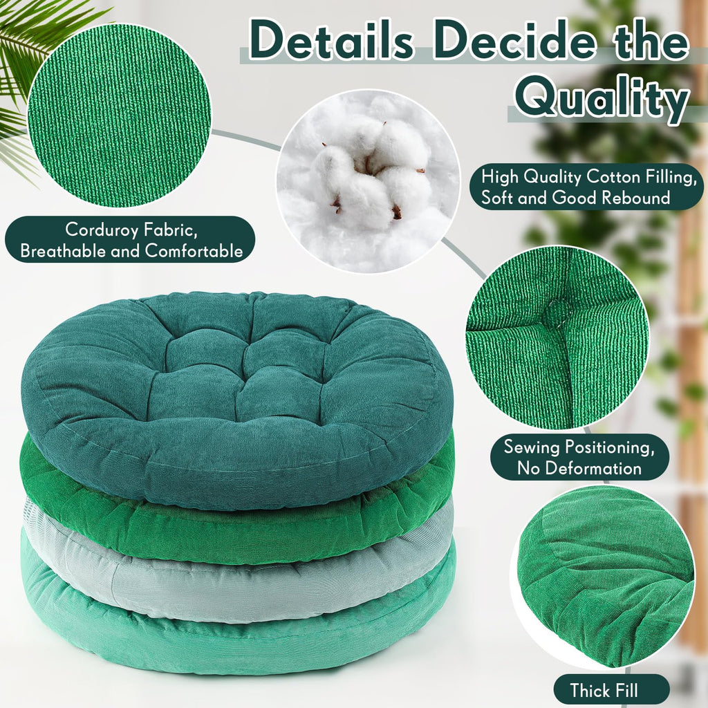 4 Pcs Gradual Green Large Floor Pillow Cushion, Round 22 x 22