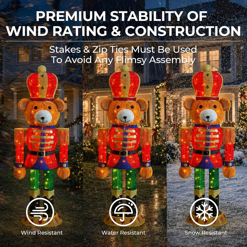5FT Pop-Up Nutcracker Bear Lighted Outdoor Christmas Decoration