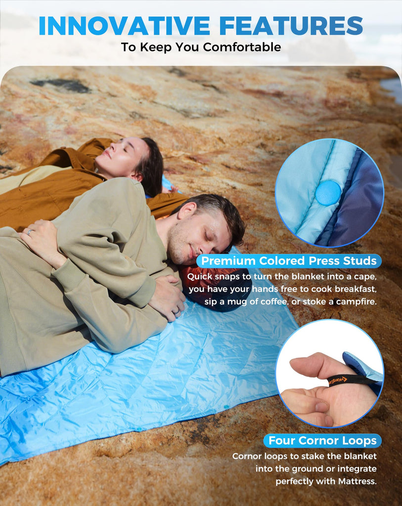 Ultralight Camping Blanket, Wearable Packable Blanket 79x57 Forest