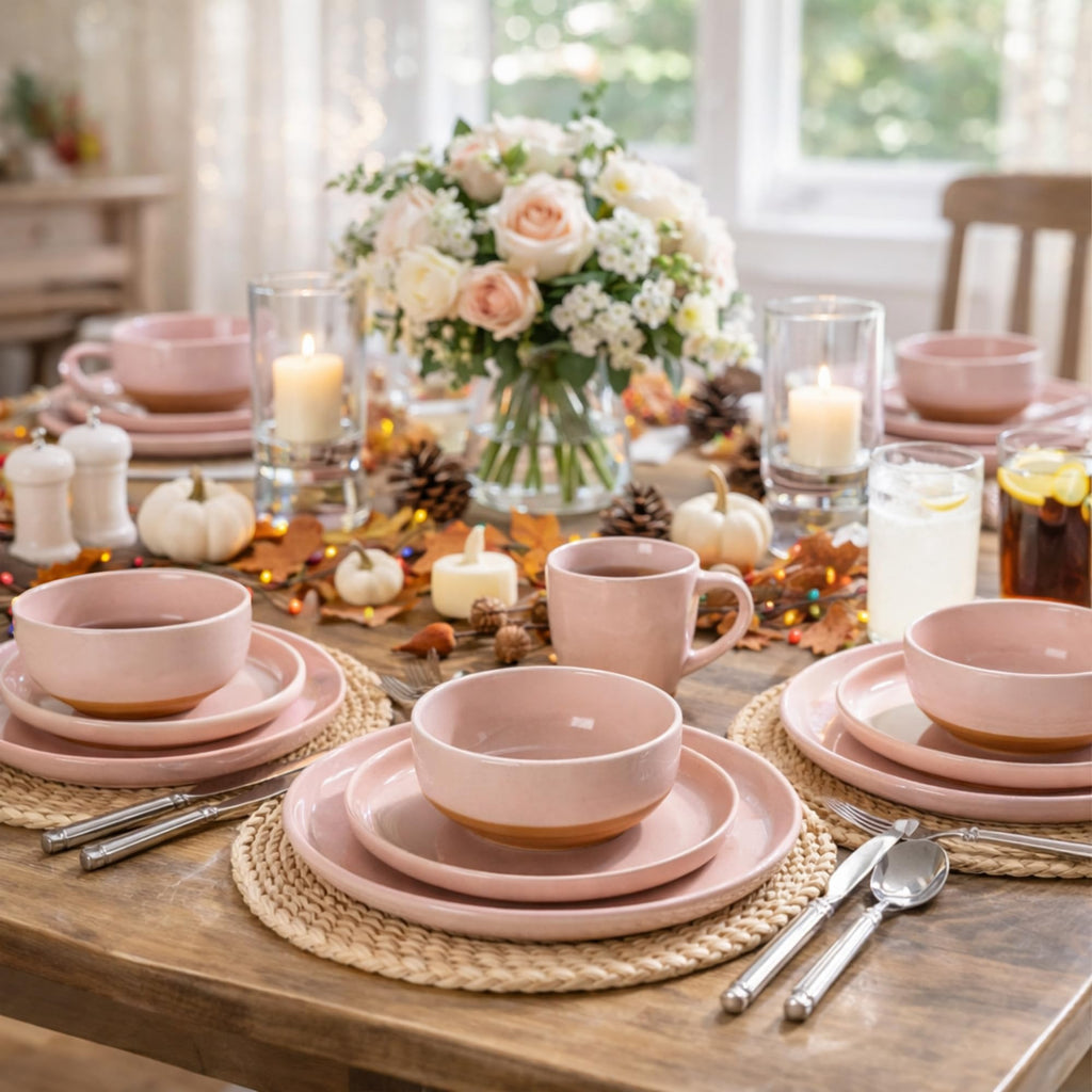 Dinnerware Sets for 4, 12 Pieces Ceramic Plates and Bowls Set