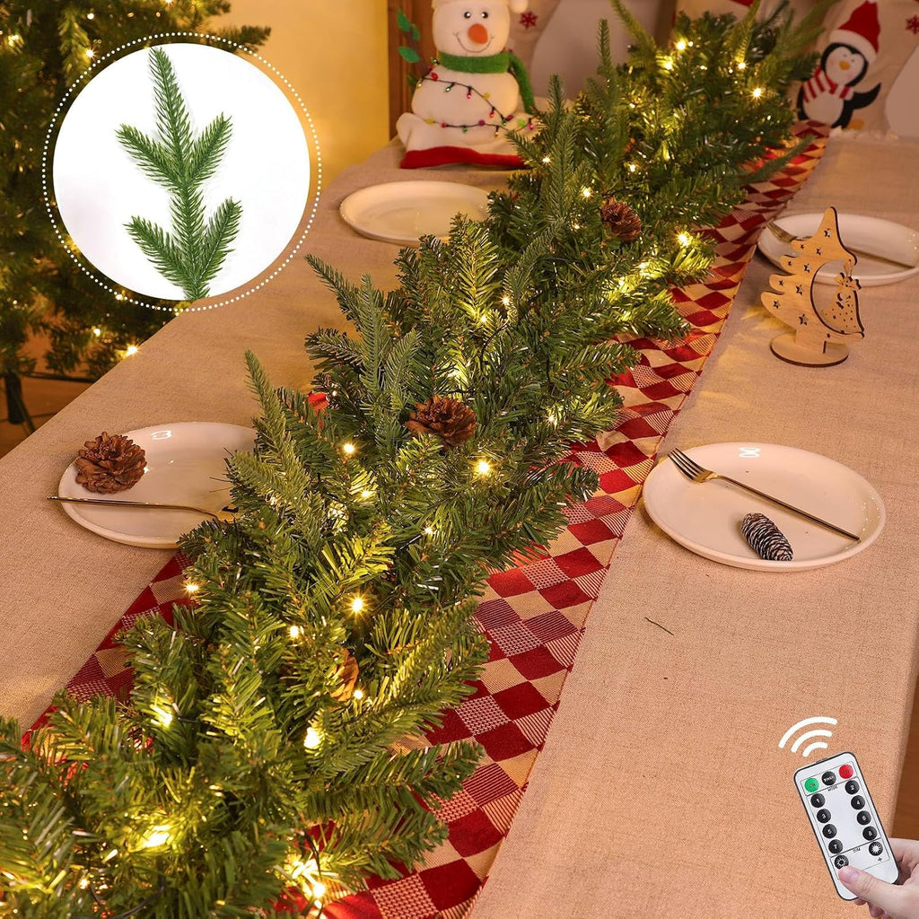 Remote Control &Timer & 8 Modes - 9 Ft by 12 Inch Prelit Christmas Garland Decoration 50 Warm White & Colorful Change