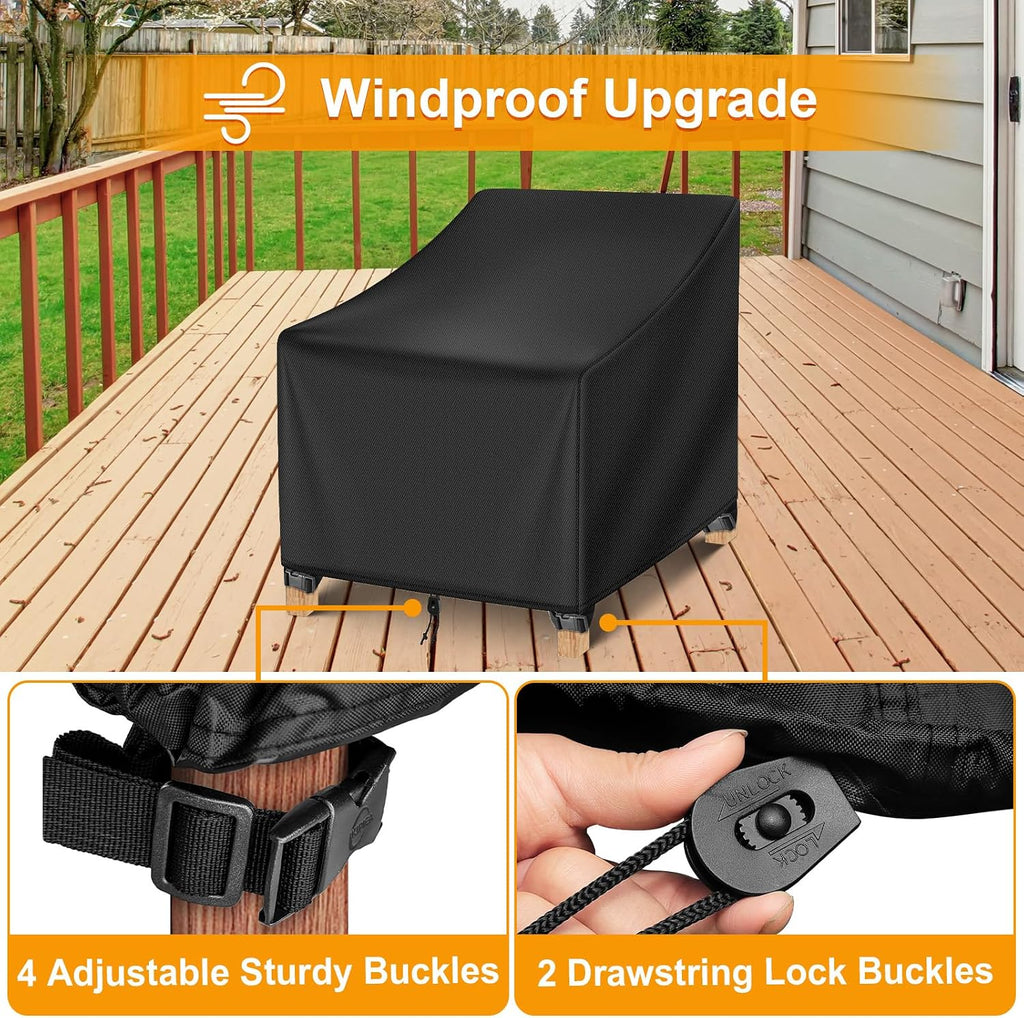 Patio Chair Covers Waterproof Winter 2 Pack - Heavy Duty Lawn Outdoor Furniture Chair Covers with Anti UV and No