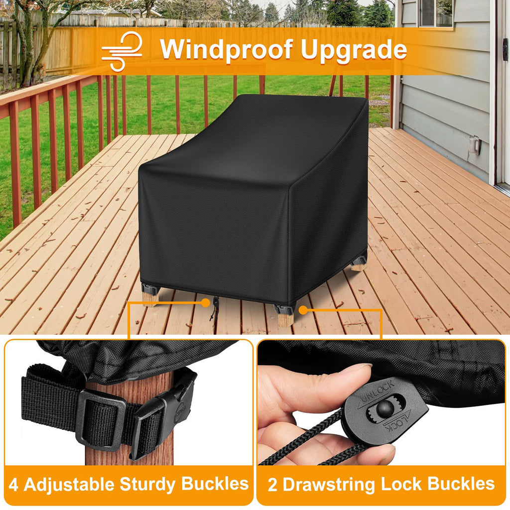 Waterproof Winter 2 Pack - Heavy Duty Lawn Outdoor Furniture Chair Covers with Anti UV and No Tears, No Fading