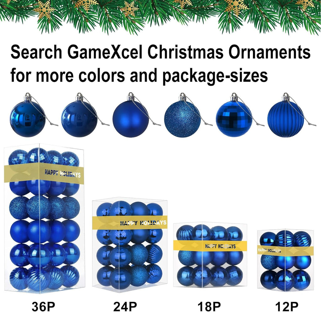 Royal Blue 3.2" Large Christmas Balls - Christmas Tree Decoration Ornaments Shatterproof Hanging Balls for Birthday - Set of 18